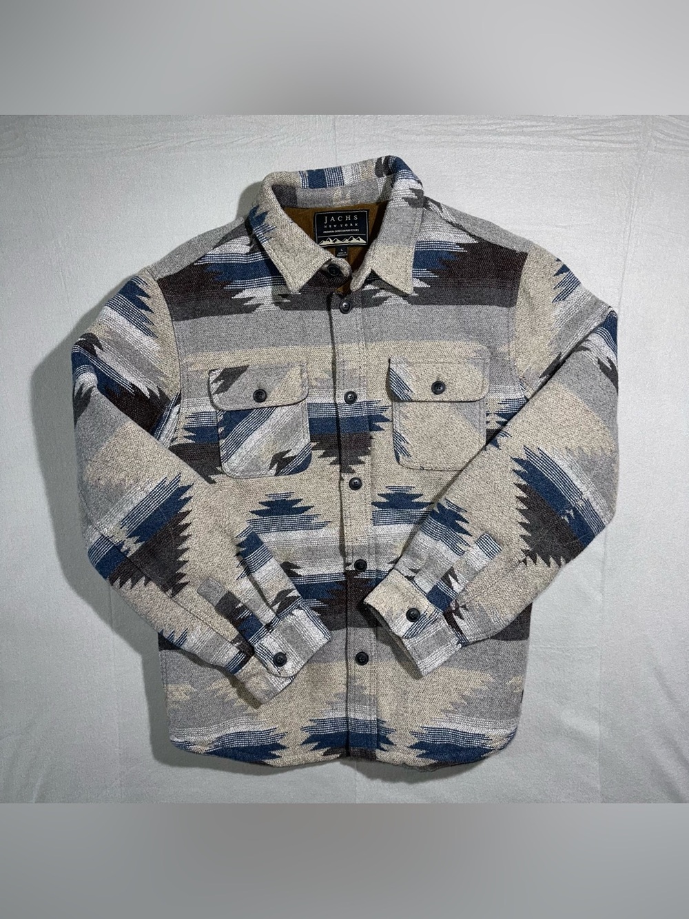 JACHS New York Men’s L Sherpa Lined Aztec Southwestern Shacket